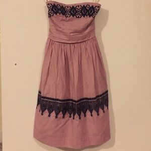 THML Anthropologie embroidered strapless dress XS